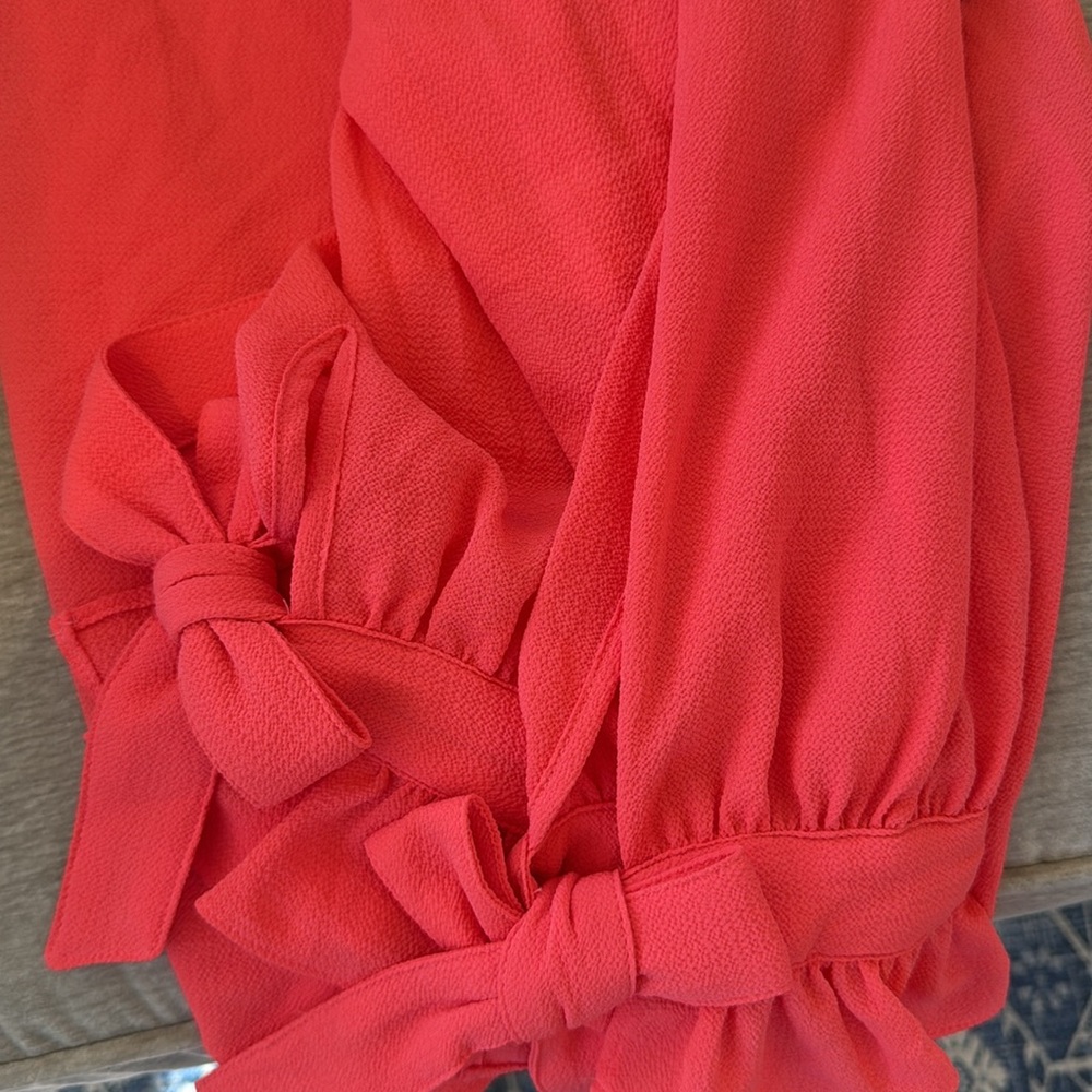 CeCe Bright Women's V-Neck Coral Top - Picture 7 of 8